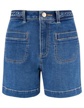 Lucille Denim Shorts with Recycled Fabric, Blue (DENIM BLUE), large
