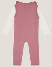 Baby Top & Knit Dungarees Set, Pink (PINK), large