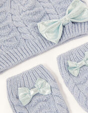 Baby Belle Beanie and Mittens Set, Blue (BLUE), large
