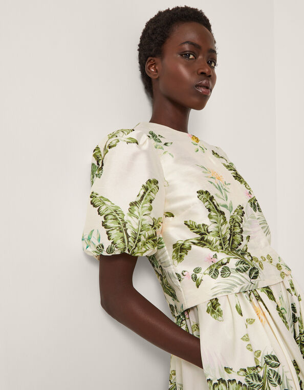 Anne Floral Puff Sleeve Jacket, Cream (CREAM), large