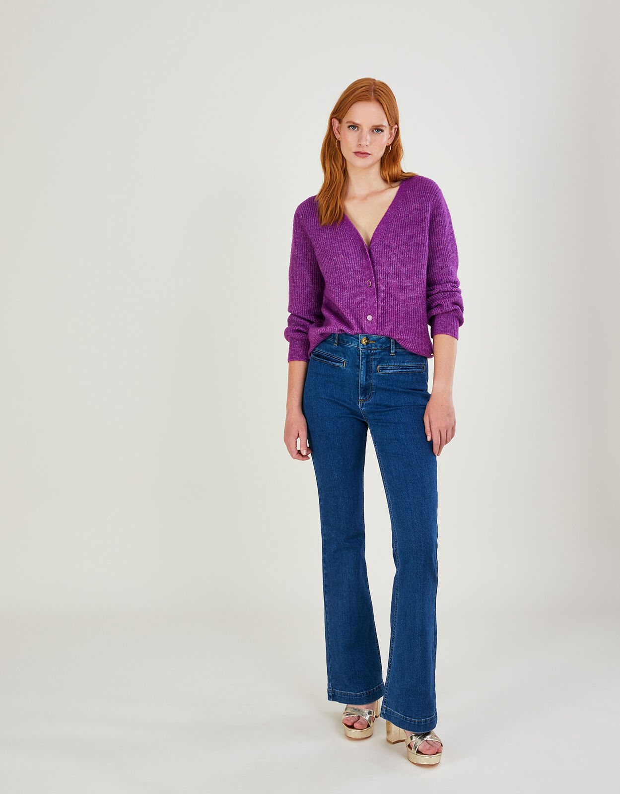 Flared Denim Jeans with Sustainable Cotton Blue
