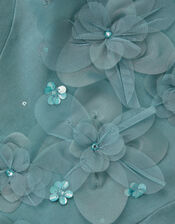 Floral Appliqué Sweatshirt Dress, Green (GREEN), large