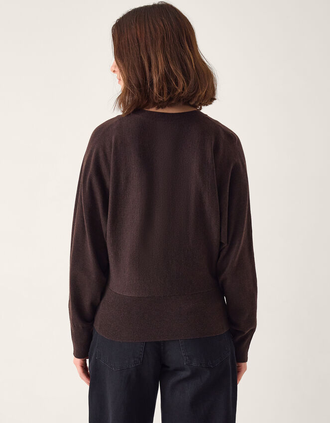 Thea Embellished Wrap Jumper, Brown (CHOCOLATE), large