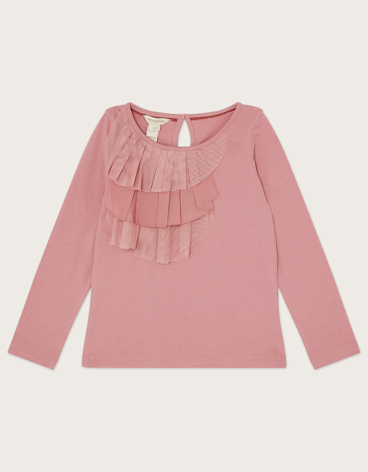 Multi Ruffle Layer Long Sleeve Top Pink