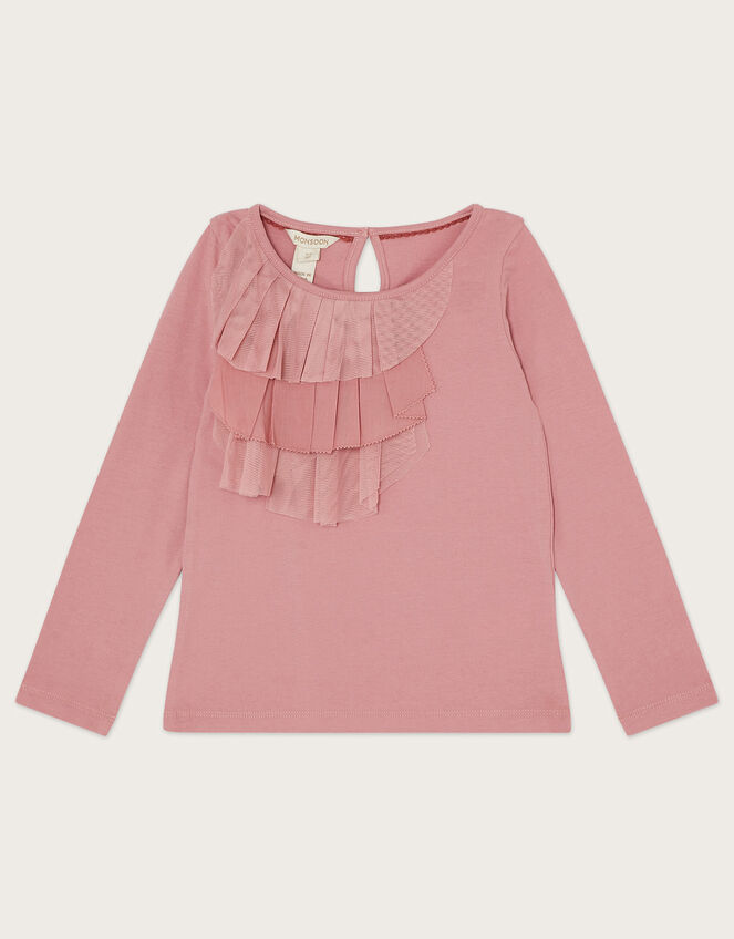 Multi Ruffle Layer Long Sleeve Top, Pink (PINK), large
