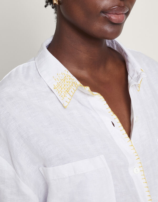 Liz Upcycled Embroidered Shirt, White (WHITE), large