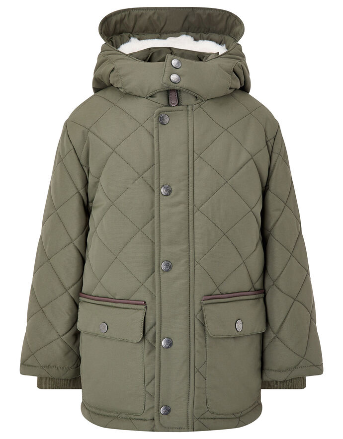 Quilted Coat with Hood Green