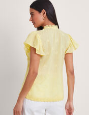 Rue Embroidered Ruffle Blouse, Yellow (LEMON), large
