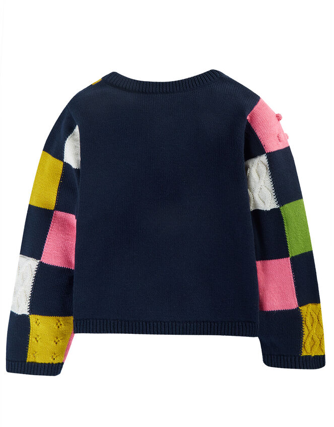 Frugi Embroidered Patch Cardigan, Blue (NAVY), large
