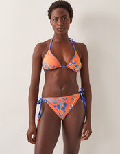 Kaia Floral Triangle Bikini Top, Orange (ORANGE), large