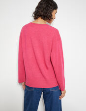 Cindy Cashmere Crewneck Sweater, Pink (PINK), large