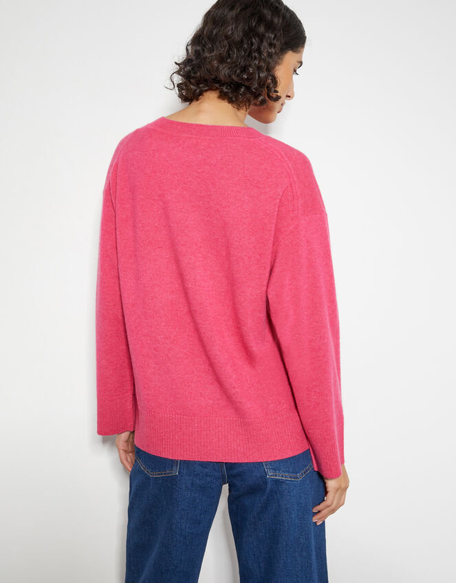 Cindy Cashmere Crewneck Sweater, Pink (PINK), large
