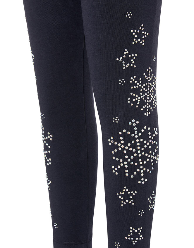 Embellished Snowflake Leggings Blue