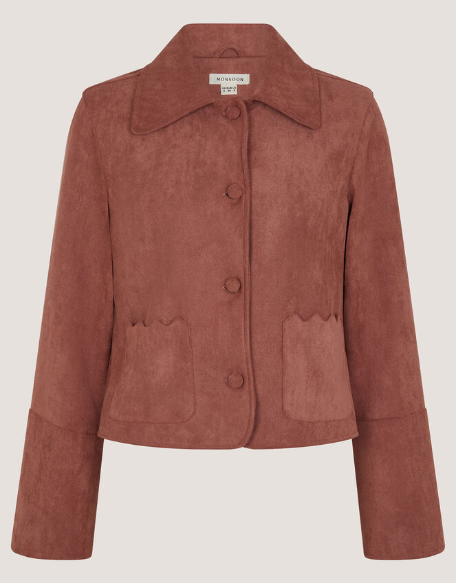 Sierra Scallop Faux Suede Jacket Pink