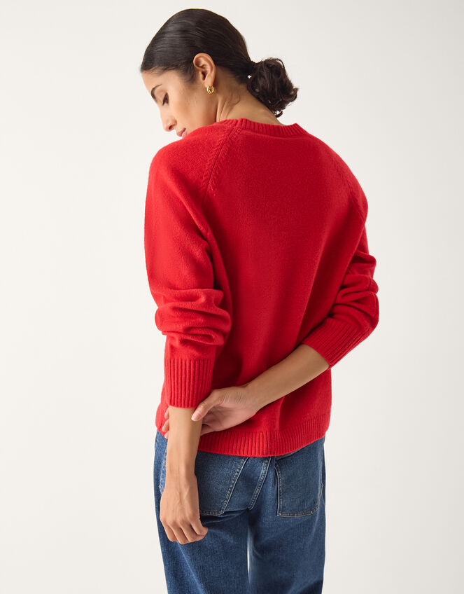 Bray Asymmetrical Button Jumper Red