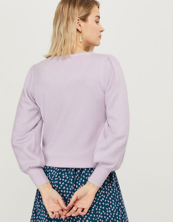 Soft Blouson Sleeve Jumper in Wool Blend, Purple (LILAC), large