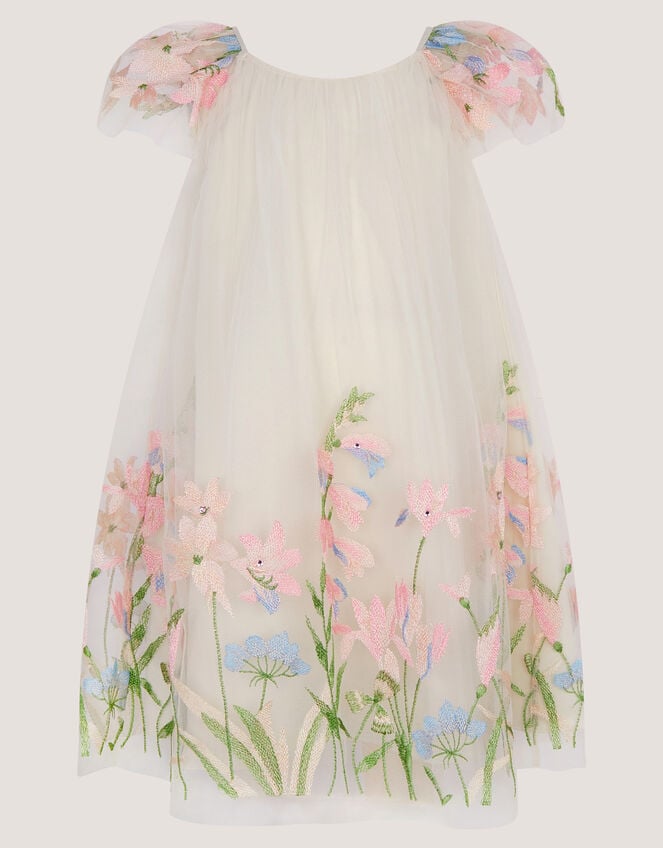Bryony Floral Embroidered Party Dress, White (WARM IVORY), large