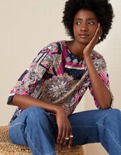 Patch Print Jersey Top, Pink (PINK), large