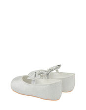 Baby Everly Sparkle Bow Flat Shoes, Silver (SILVER), large