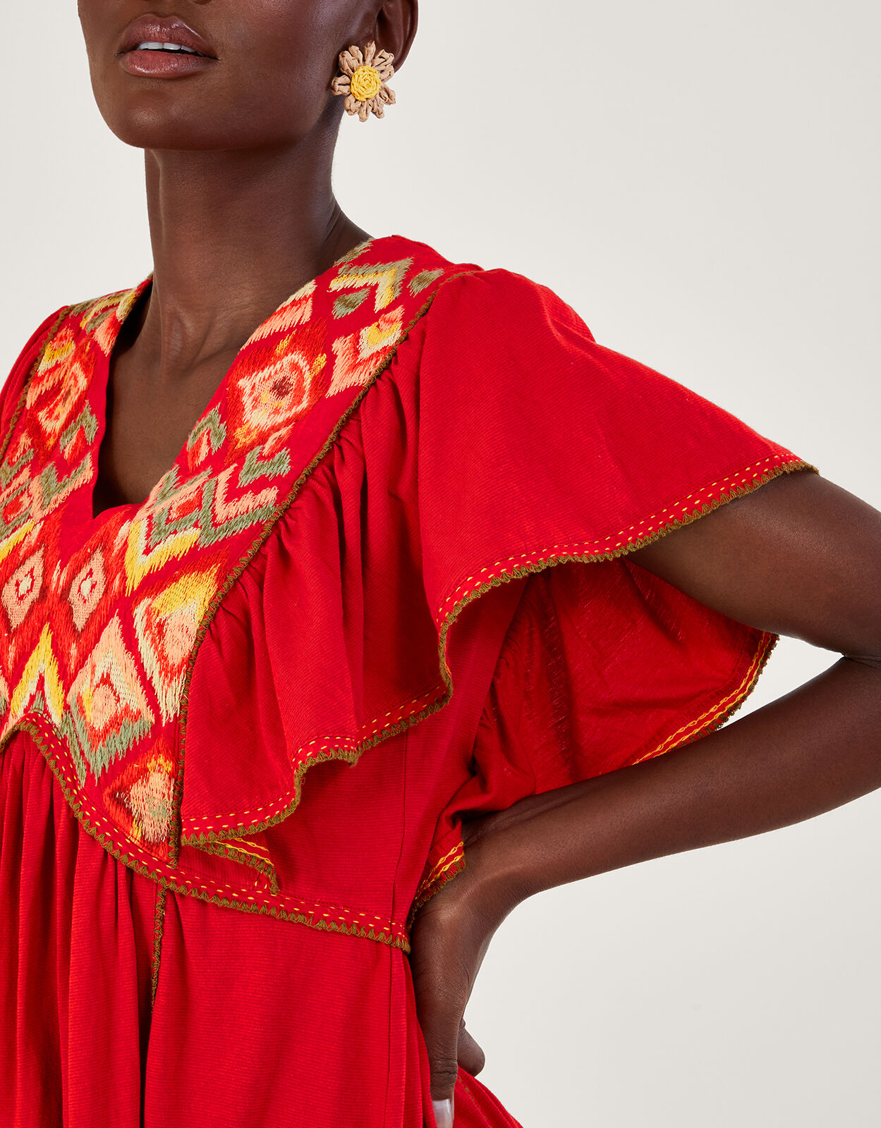 Free people will wait for you store embroidered midi dress