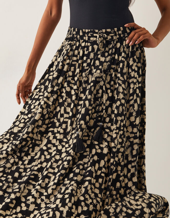 Ania Batik Print Maxi Skirt, Black (BLACK), large