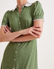 Clea Spot Jersey Midi Dress, Green (GREEN), large