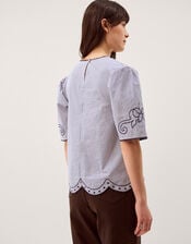 Kirsty Embroidered Stripe Top, Blue (NAVY), large