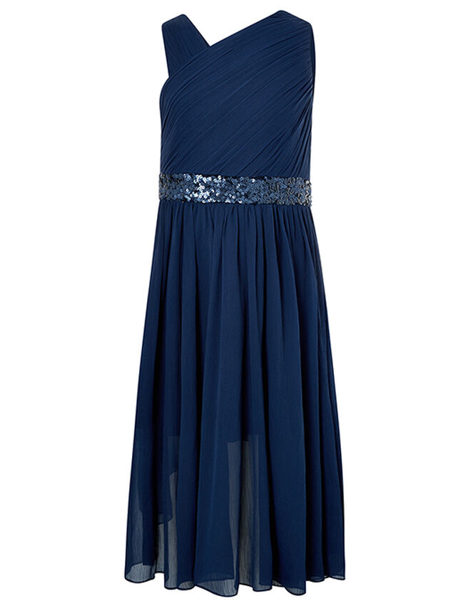 Abigail Sequin One-Shoulder Prom Dress Blue | Girls' Dresses | Monsoon UK.