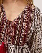 Laila Embellished Print Blouse, Ivory (IVORY), large