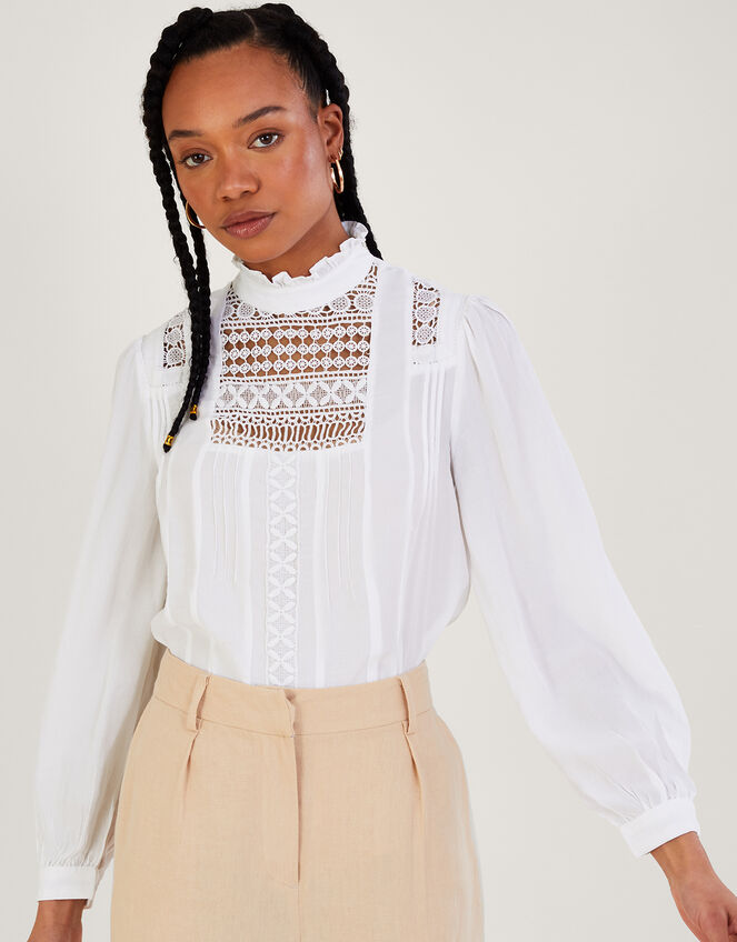 Rachel Lace Victoriana Top, Ivory (IVORY), large