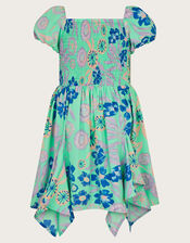 Retro Floral Dress, Green (GREEN), large
