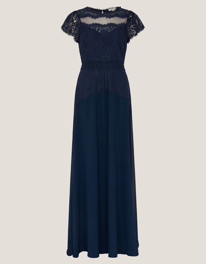 Monike Short Sleeve Lace Bridesmaid Dress, Blue (NAVY), large