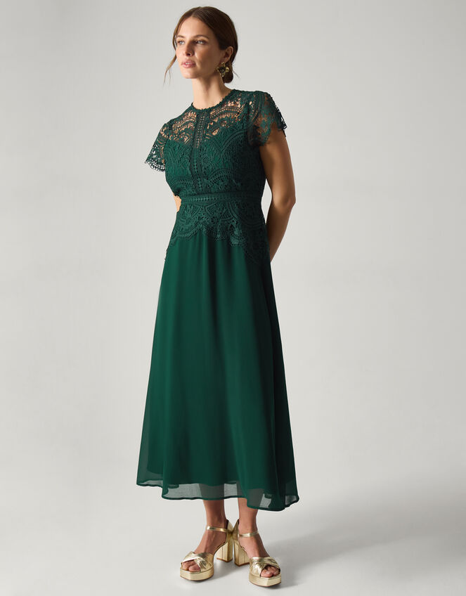 Monica Lace Midi Bridesmaid Dress Green