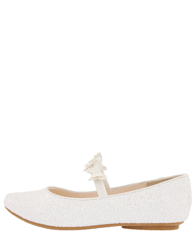 Glittery Butterfly Ballerina Flats, Ivory (IVORY), large