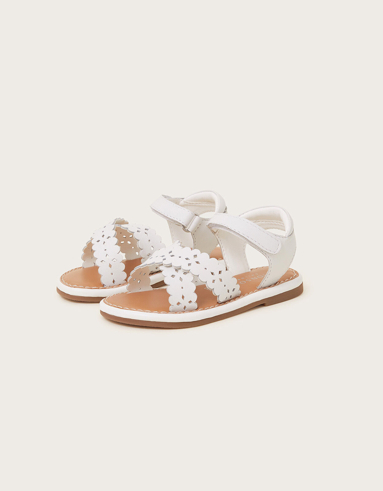 Baby Leather Cutwork Sandals White