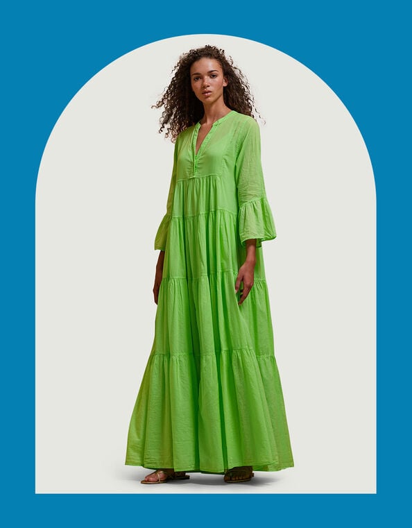 Devotion Twins Tiered Maxi Dress, Green (GREEN), large