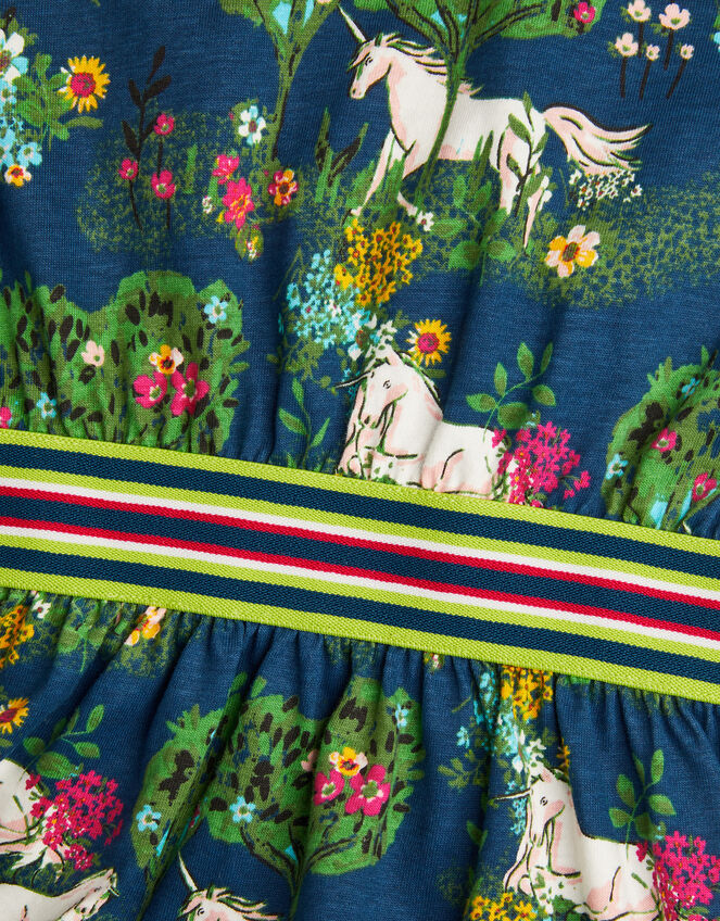 Unicorn Long Sleeve Jersey Dress, Blue (NAVY), large