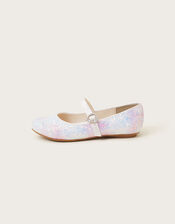 Ellie Ombre Glitter Ballerina Flats, Ivory (IVORY), large