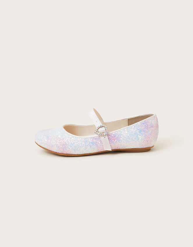 Ellie Ombre Glitter Ballerina Flats, Ivory (IVORY), large