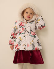 Baby Botanical Print Padded Coat, Ivory (IVORY), large