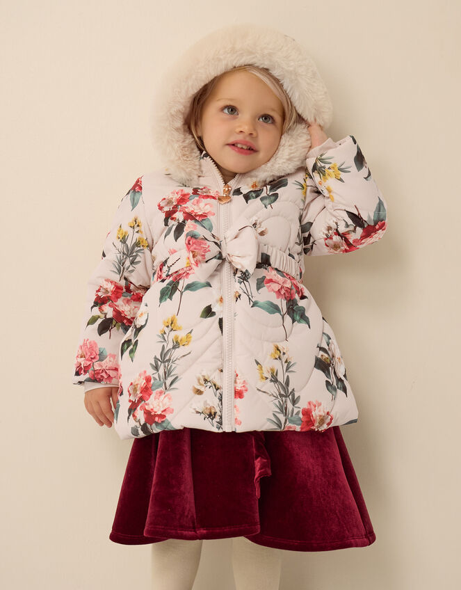 Baby Botanical Print Padded Coat, Ivory (IVORY), large