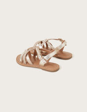 Leather Plait Sandals, Gold (GOLD), large