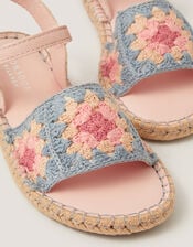 Crochet Flower Espadrille Sandals, Multi (MULTI), large