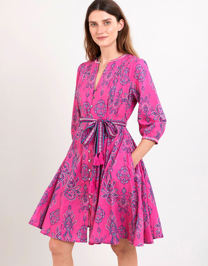 East Rian Embroidered Short Dress Pink