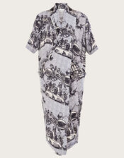 One Hundred Stars Ancient Columns Print Rachel Dress, Grey (CHARCOAL), large