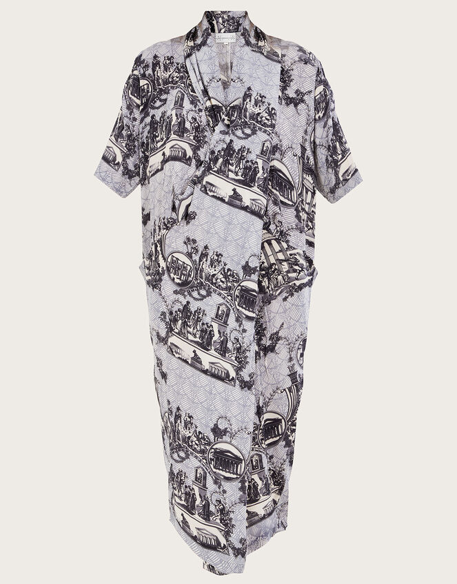 One Hundred Stars Ancient Columns Print Rachel Dress, Grey (CHARCOAL), large