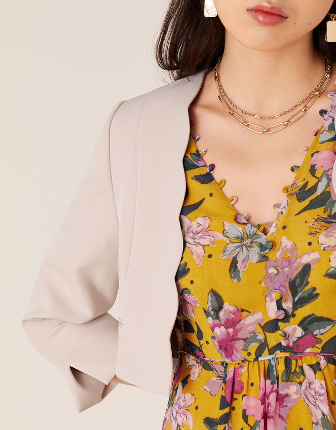 Samantha Scallop Trim Jacket, Nude (NUDE), large
