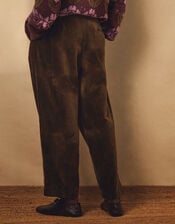 East Noa Straight Leg Velvet Trousers, Green (OLIVE), large