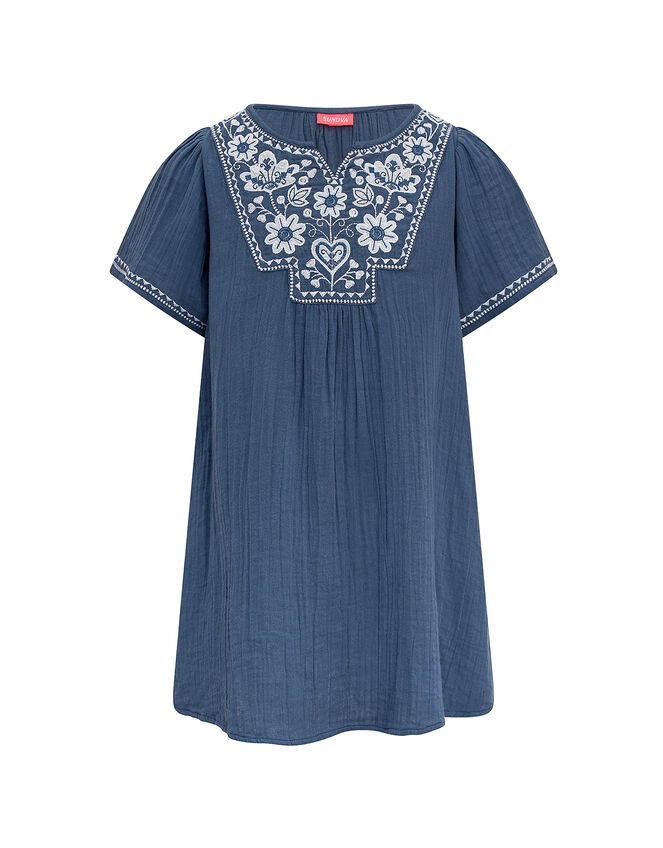 Sunuva Folk Embroidered Dress, Blue (BLUE), large