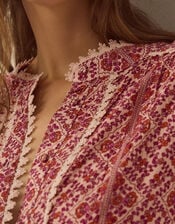 Katrina Long Sleeve Floral Print Top, Pink (PINK), large